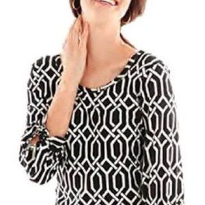 Mud Pie Anderson Black/Pearl Lattice Dress, Small